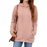 Pull ample à capuche et cordon de serrage de couleur unie